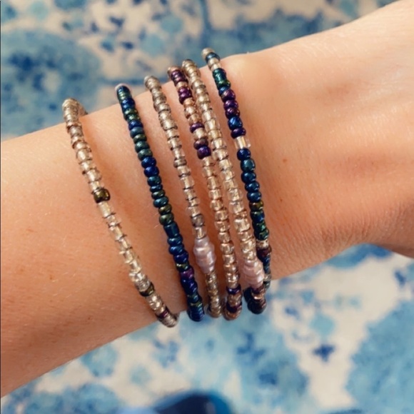 Layered Micro Bead and Pearl Adjustable Bracelet - Picture 13 of 15